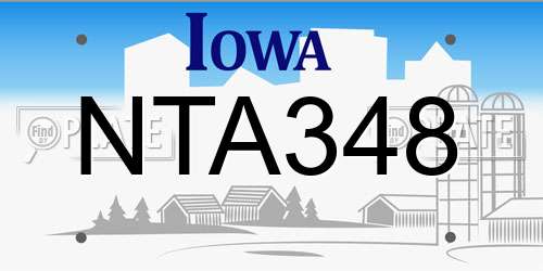 NTA348 Iowa License Plate