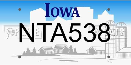 NTA538 Iowa License Plate