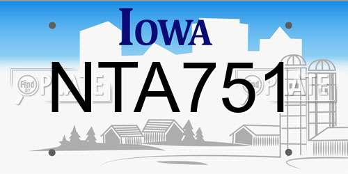 NTA751 Iowa License Plate