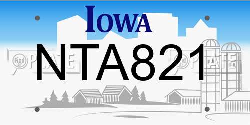 NTA821 Iowa License Plate