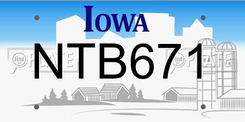 NTB671 Iowa License Plate