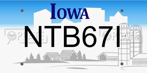 NTB67I Iowa License Plate