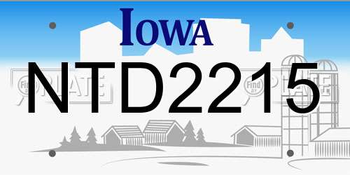 NTD2215 Iowa License Plate
