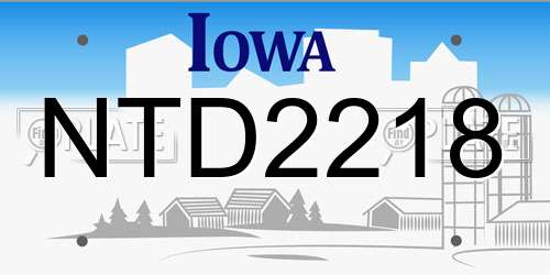 NTD2218 Iowa License Plate