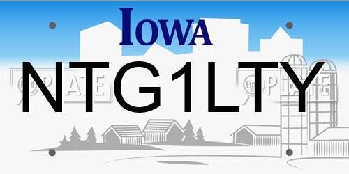 NTG1LTY Iowa License Plate
