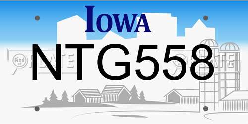 NTG558 Iowa License Plate