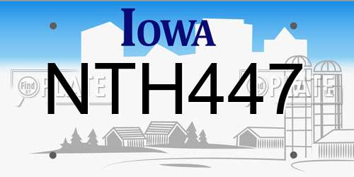 NTH447 Iowa License Plate