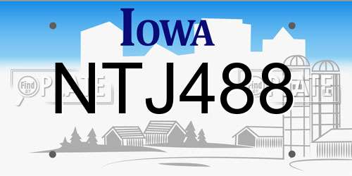 NTJ488 Iowa License Plate