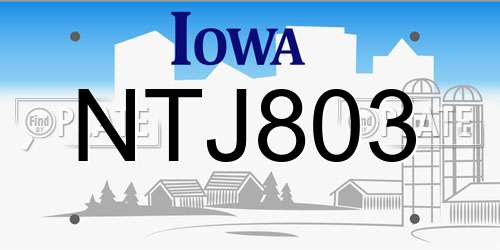 NTJ803 Iowa License Plate