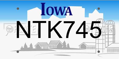 NTK745 Iowa License Plate