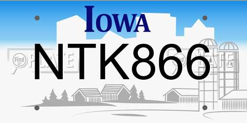 NTK866 Iowa License Plate