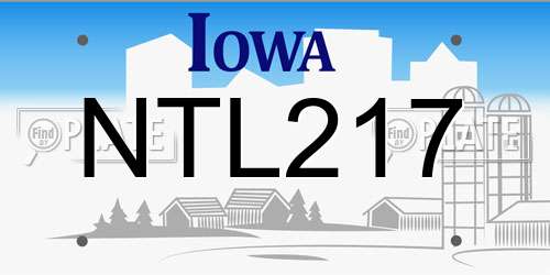 NTL217 Iowa License Plate