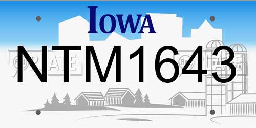 NTM1643 Iowa License Plate