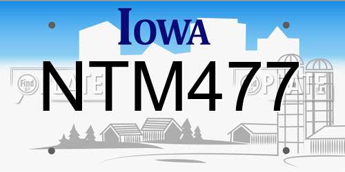 NTM477 Iowa License Plate