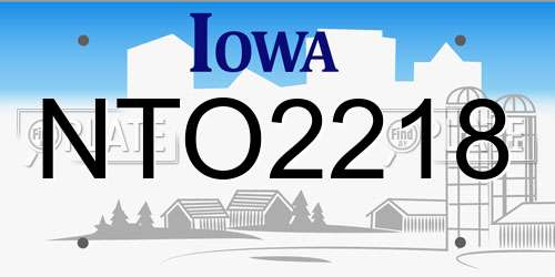 NTO2218 Iowa License Plate
