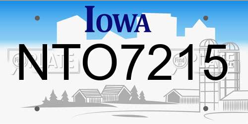 NTO7215 Iowa License Plate