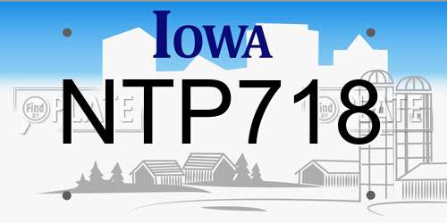NTP718 Iowa License Plate