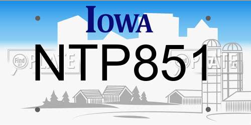 NTP851 Iowa License Plate