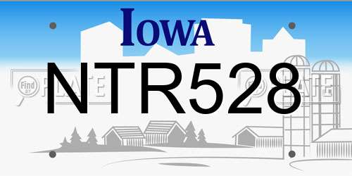 NTR528 Iowa License Plate