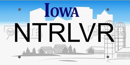 NTRLVR Iowa License Plate