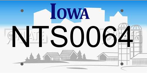 NTS0064 Iowa License Plate
