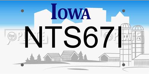 NTS67I Iowa License Plate