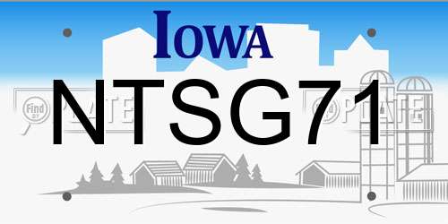 NTSG71 Iowa License Plate