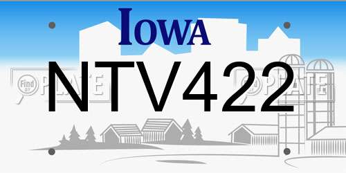 NTV422 Iowa License Plate