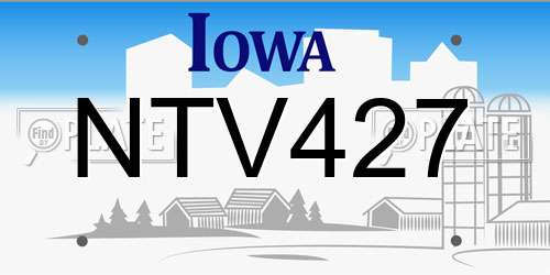 NTV427 Iowa License Plate