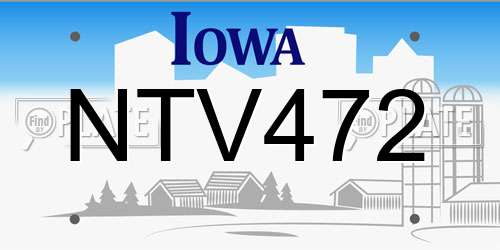 NTV472 Iowa License Plate