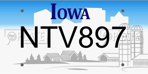 NTV897 Iowa License Plate