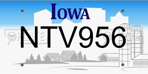 NTV956 Iowa License Plate