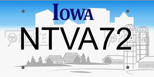 NTVA72 Iowa License Plate