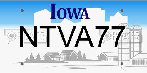 NTVA77 Iowa License Plate