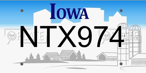 NTX974 Iowa License Plate