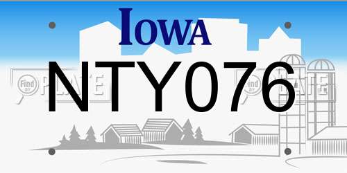 NTY076 Iowa License Plate