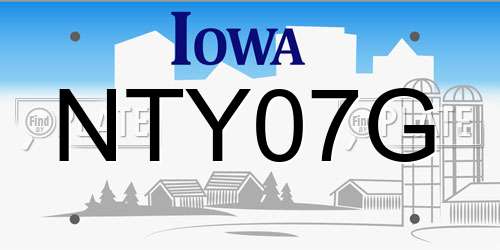 NTY07G Iowa License Plate