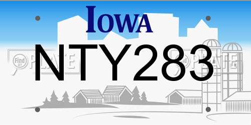 NTY283 Iowa License Plate