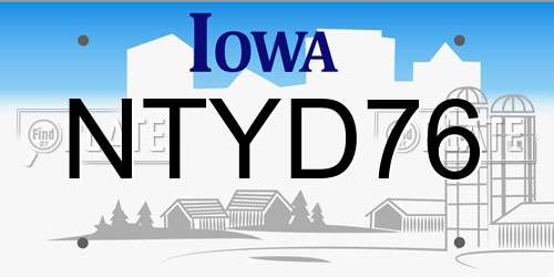 NTYD76 Iowa License Plate