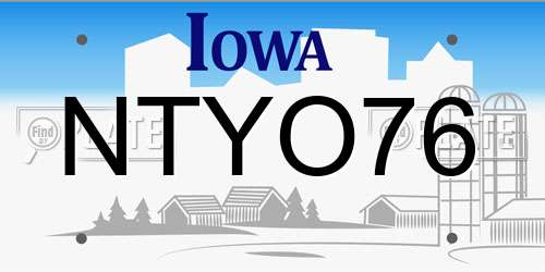 NTYO76 Iowa License Plate