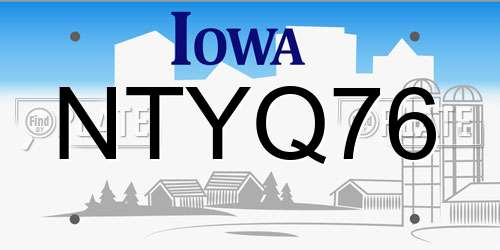 NTYQ76 Iowa License Plate