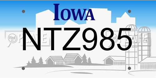 NTZ985 Iowa License Plate