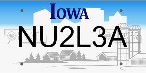 NU2L3A Iowa License Plate