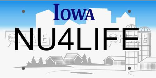 NU4LIFE Iowa License Plate