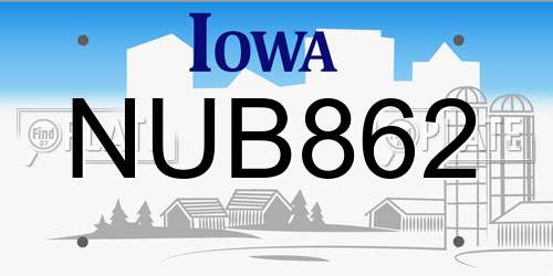 NUB862 Iowa License Plate