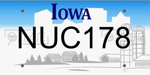 NUC178 Iowa License Plate