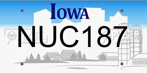 NUC187 Iowa License Plate