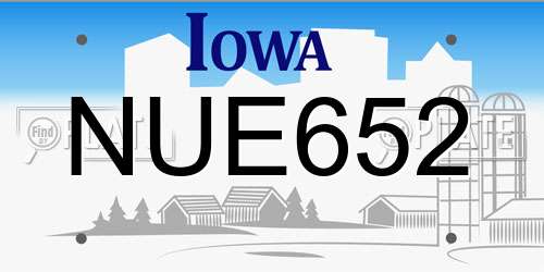 NUE652 Iowa License Plate