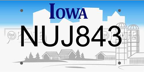 NUJ843 Iowa License Plate