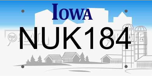 NUK184 Iowa License Plate